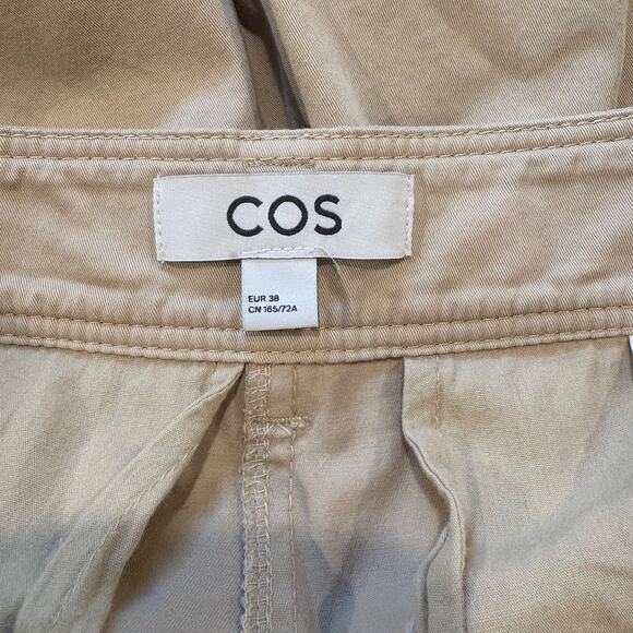 COS Wide Leg Pants Cotton Tan High Waisted Women's Eur 38/ Small - Picture 3 of 7